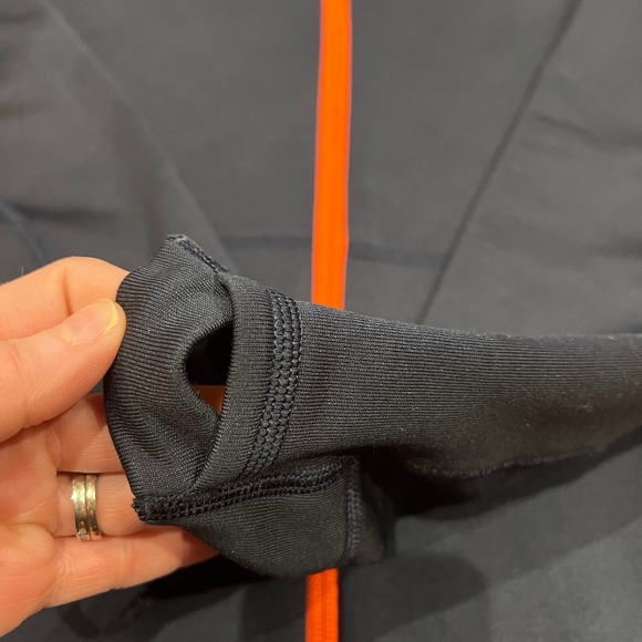 Patagonia Mens S Full Zip Fleece Hoodie Navy Blue Orange Trim Buffalo Logo A12 - Picture 4 of 5